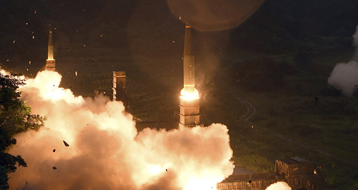 In this photo provided by South Korea Defense Ministry, South Korea's Hyunmoo II Missile system fire missiles during the combined military exercise between the U.S. and South Korea against North Korea at an undisclosed location in South Korea, Saturday, July 29, 2017.