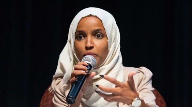 US Representative Ilhan Omar (D-MN) speaks on stage during a town hall meeting at Sabathani Community in Minneapolis, Minnesota on July 18, 2019. (Photo by AFP)